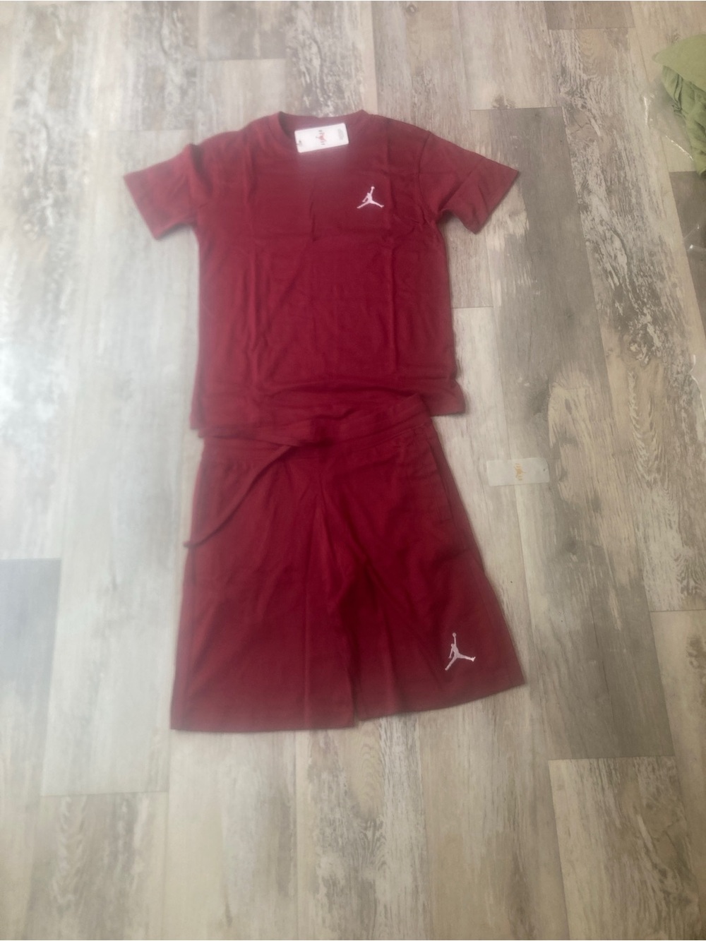 Jordan Boys Maroon Short Sleeve Pajama Set with White Jumpman
